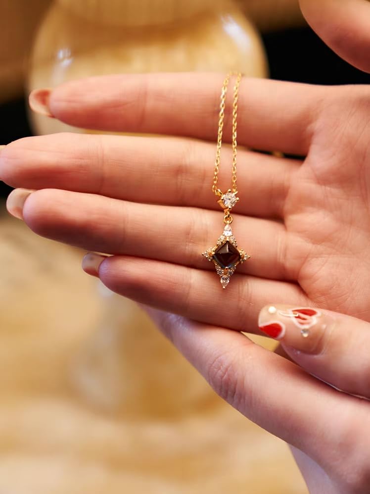 Kemstone Star Necklace Gift for Her – Roche Limit Celestial Jewelry | 925 Silver Gold-Plated with London Blue Topaz, Birthstone Jewelry for women 18"3