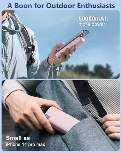 Image of Portable Charger 50000 mAh Power Bank PD 30W and QC 4.0 PowerBank Fast Charging External Battery Pack with USB-C LED 3 Outputs & 2 Inputs Portable Charging for iPhone 15 14 13 pro, Samsung