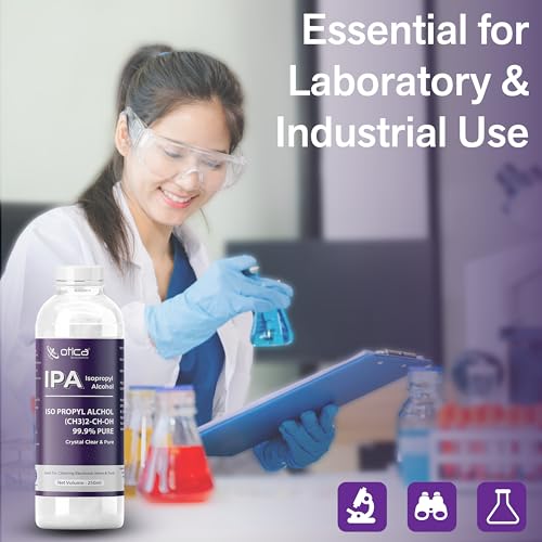 Image of OTICA 99% Isopropyl Alcohol (IPA) | Pure Rubbing Isopropanol for Cleaning Electronics, Surfaces, Medical, Technical Use, Glass, De-icer, Painting & More | Pure without mixing (250 ml (Pack of 1))