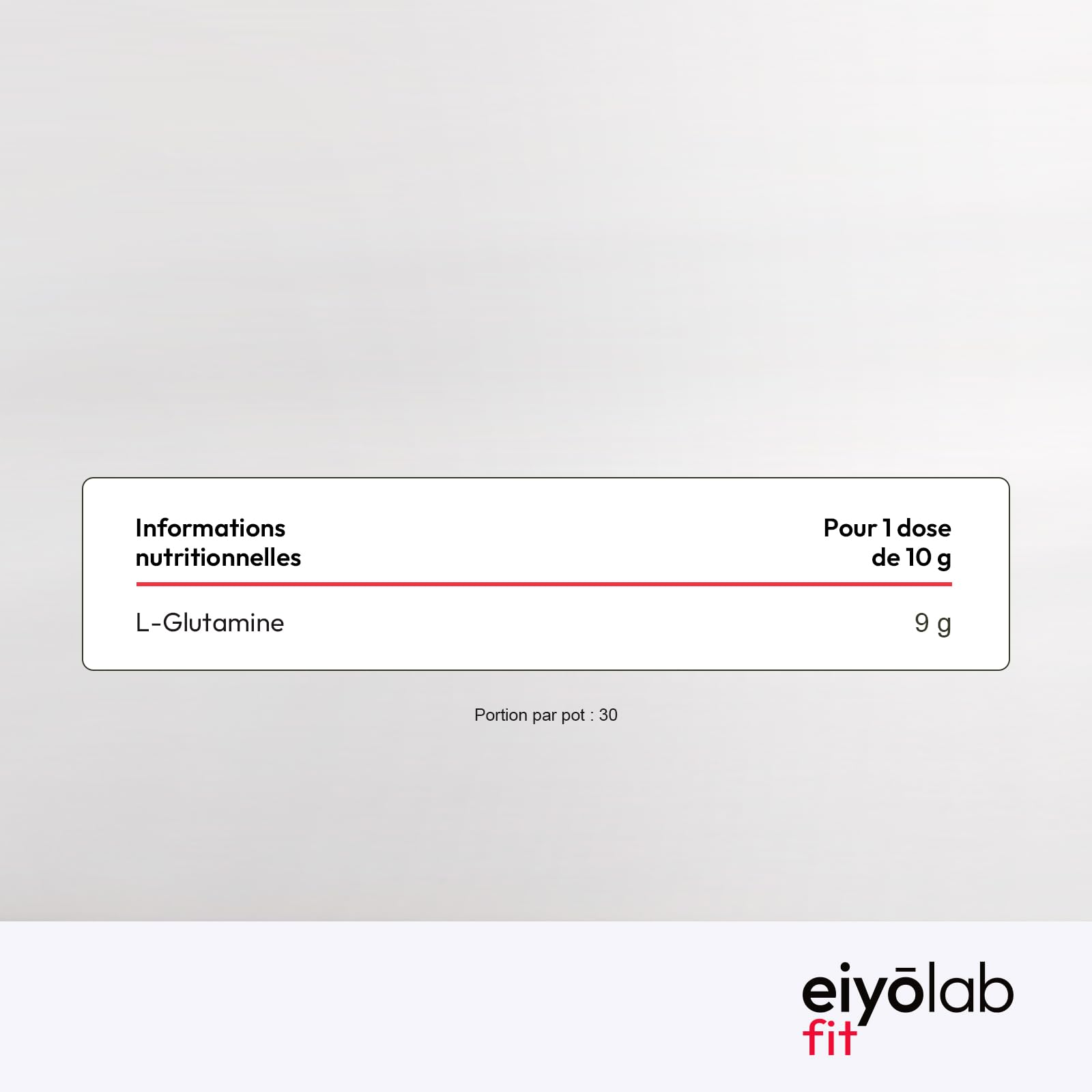 Glutamine HT | Poudre 100% Pure de L-Glutamine | 300 g | Récupération Musculaire et Santé Intestinale | 30 Portions de 10g | Acide Aminé Vegan et Sans Excipients | Goût Menthe Citron | Eiyolab