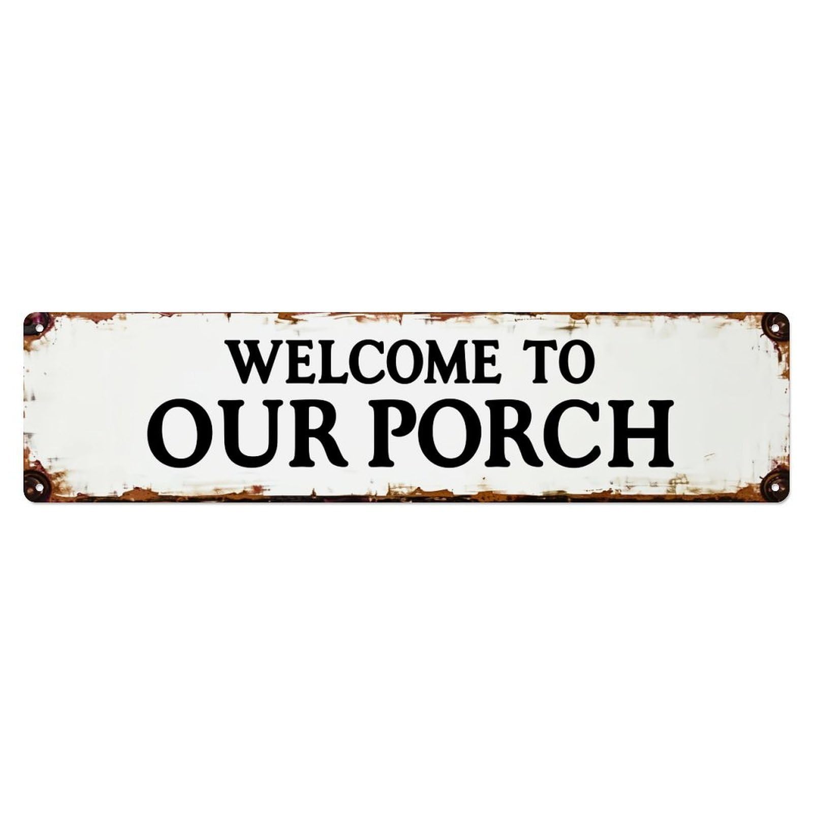Jdyaojiesheng Vintage Welcome To Our Porch Tin Sign Retro Metal Wall Decor Metal Poster, Home Bar Garage Farmhouse Cafe Wall Art Decoration 4X16inch