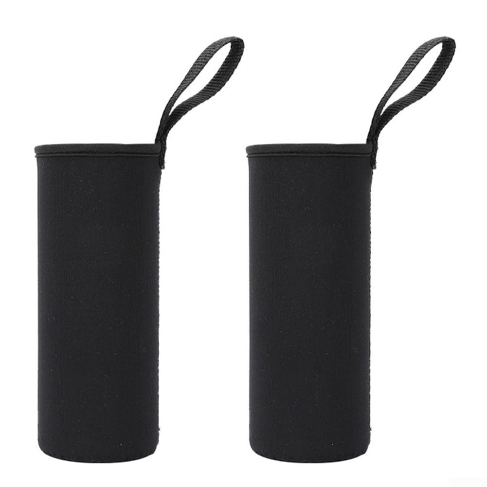 Fodera termica in neoprene con maniglia per bottiglia d'acqua per attività all'aperto, campeggio, escursionismo, viaggio (1000 ml, nero)