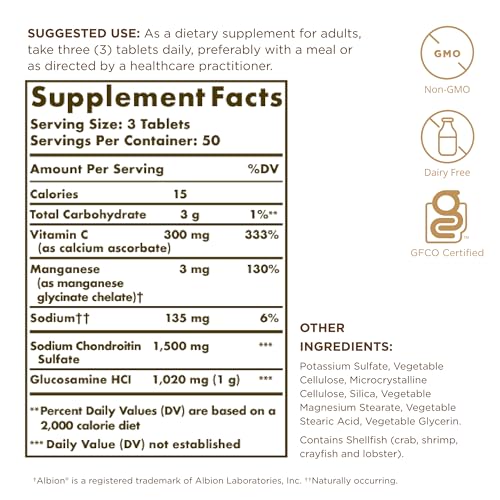 Solgar Extra Strength Glucosamine Chondroitin Complex - 150 Tablets - Supports Healthy Joints & Comfortable Movement - Non-GMO, Gluten Free, Dairy Free - 50 Servings - image 2