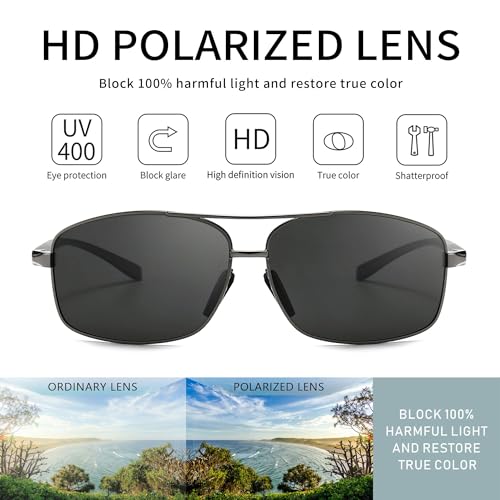 Image of SUNGAIT UV protection Ultra Lightweight Rectangular Polarized Sunglasses