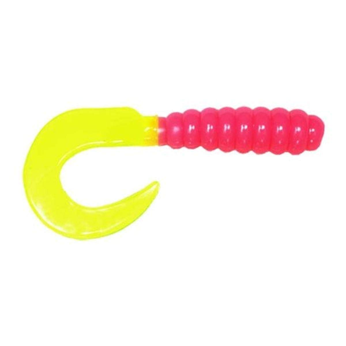 Big Bite Baits 2" CURL Tail GRUB/Bubblegum/Chartreuse Tail (10 Pack)