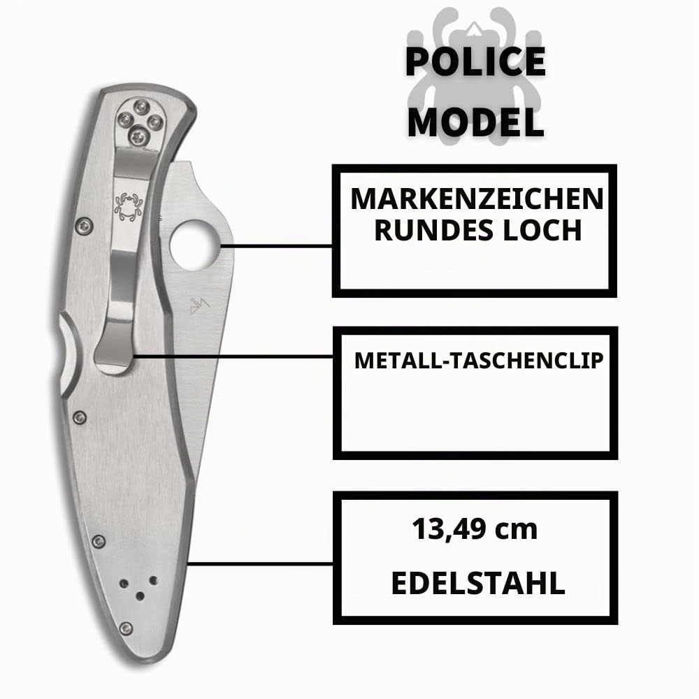 Spyderco Unisex – Erwachsene, Klappmesser, Police Model Serr, Länge geschlossen: 13.34 cm, Typ: Lockback, Mehrfarbig, Spyder Edge