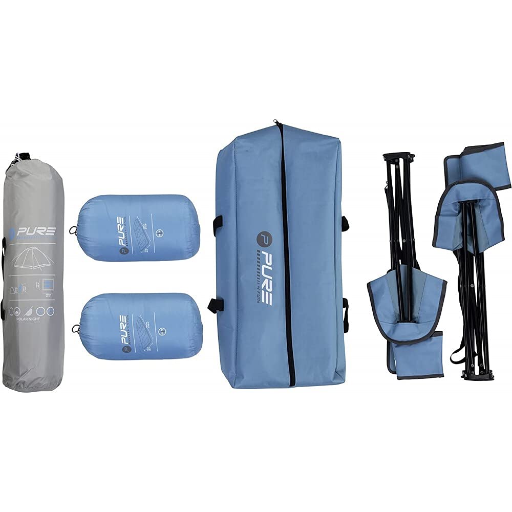 Pure4Fun - Camping Set for 2 – Dome Tent, Camping Chairs, Sleeping
