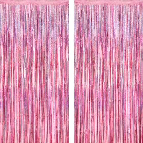 2 Pack Glitter Pink Backdrop, 3.28 FT x 7.05 FT Birthday Party De...