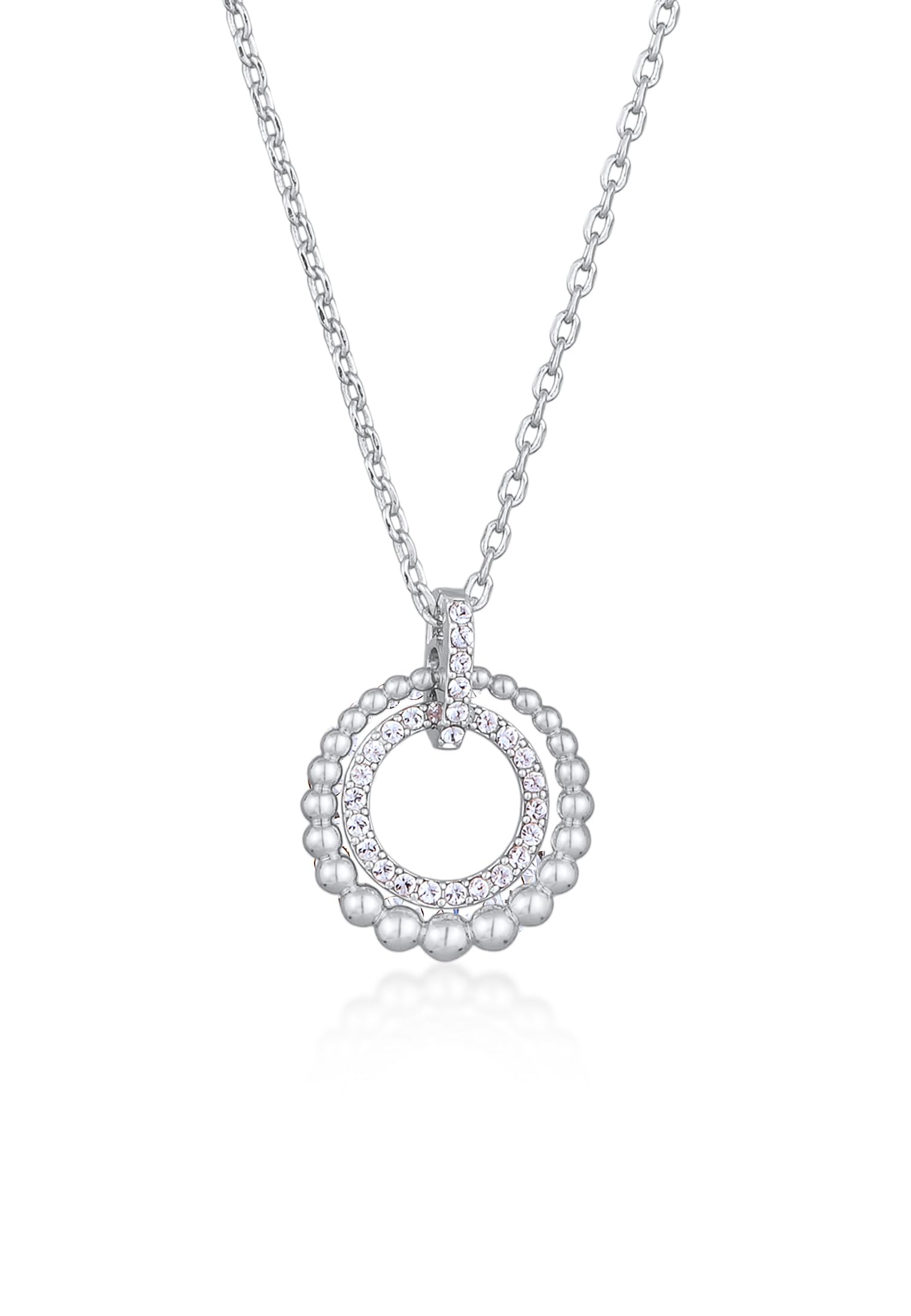 Elli Necklace Ladies' Pendant Circle Rings Elegant Ball Silver-tone with Crystals