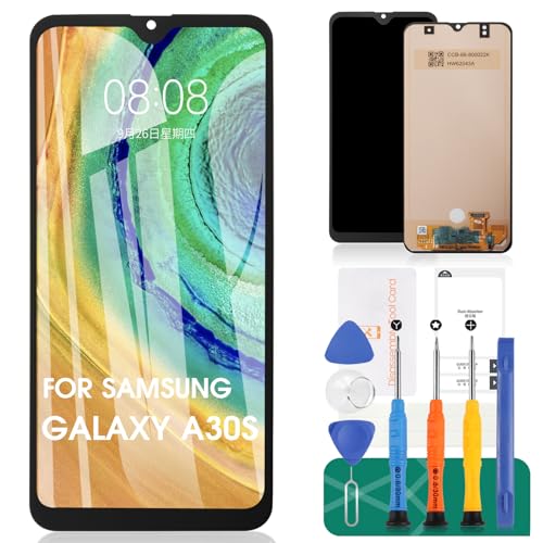SRJTEK TFT para Samsung Galaxy A30s Pantalla LCD para Samsung A30s Reemplazo de pantalla SM A307F Kits de digitalizador táctil sin marco (negro, sin reconocimiento de huellas dactilares)