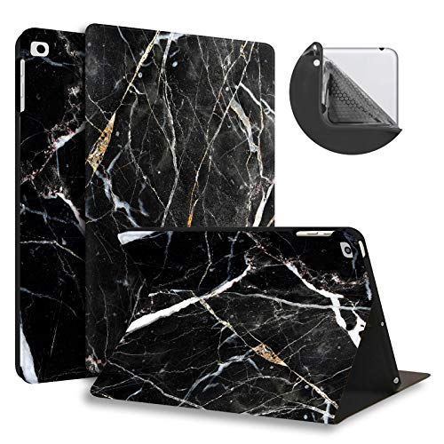 HUASIRU Painting Case for iPad 9.7 Case iPad 6th Generation 2018/ iPad 5th Generation 2017/iPad Air Case/iPad Air 2 Case, Slim Soft Silicone Smart Protective Cover, Marble Black