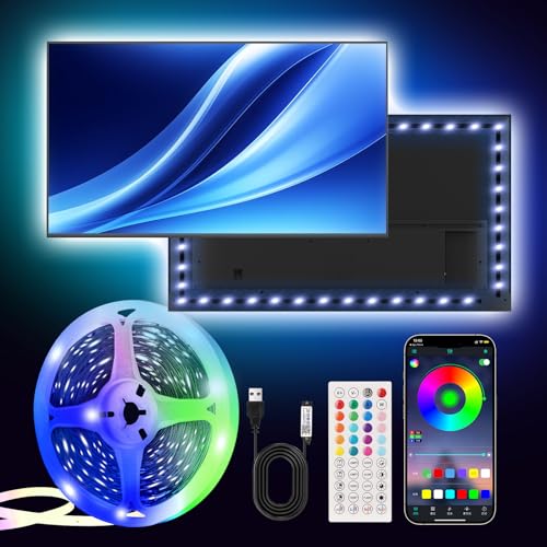 Image of PSTAR LED Strip Lights for TV Backlight, 13.2ft RGB Color Changing TV Lights with Music Sync, Bluetooth APP & Remote Control, USB Powered for 32-65 Inch TVs, Bedroom, Gaming Room Decor
