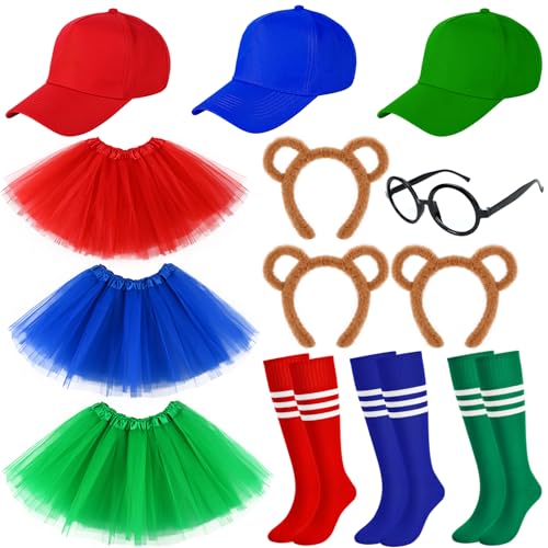 Yanbuny 13 Pcs Halloween Women Chipmunk Costumes Include Chipmunk Ears Headbands Tutu Skirts Socks Baseball Hats and Glasses for Party Cosplay Green