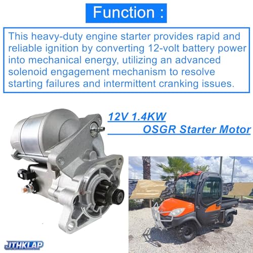 410-52310 12V 1.4KW Motor de Arranque OSGR Compatible con Kubota RTV 1100 1140 RTV-X1100C RTV-X1120 RTV-X1140 RTV-X900, Reemplaza 428000-5400 428000-5401 77700-02602 miniatura 4