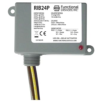 RIB RELAYS 65196 Functional Devices RIB Enclosed Relay 20Amp DPDT 24Vac/dc