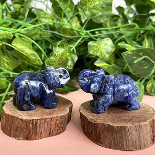 XIANNVXI Sodalite Crystal Elephant Ornament Figurine Statue Blue Elehphant Blue Ornament Decor 1.5" Cute Good Luck Gifts - Image 2