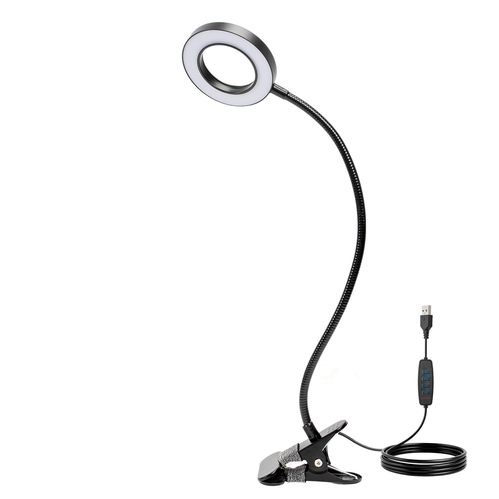 5X Magnifying Glass with Light and Stand, 3 Colour Modes & 9 Brightness Levels Magnifying Lamp, Adjustable 14.9” Flexible Gooseneck, Clip-On Magnifying Glasses for Hobbies, Reading, Sewing, Craft Work