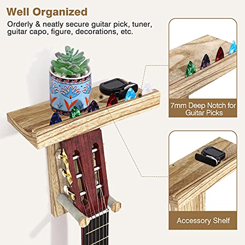 MoKo 2PCS Support de Guitare Mural en Bois, Support Multifonctionnel avec Support de Rangement pour Accessoires et… - Les Beatles, Paul McCartney, John Lennon, RIngo Starr, George Harrison MoKo 2PCS Support de Guitare Mural en Bois, Support Multifonctionnel avec Support de Rangement pour Accessoires et… – Image 4