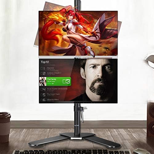 Dual Monitor Mount, Vertical Monitor Stand for 2 13-27 inch Monitors(80cm tall pole) Monitor Stands for Desks Free-Standing, Double Monitor Stands for Desks, Dual Monitor Riser Screen Mount ML6802