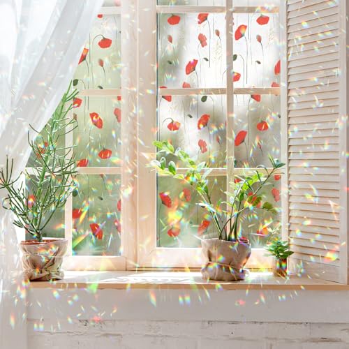 Vinilo decorativo para ventana rojo con flores amapola 40x16 in miniatura 2