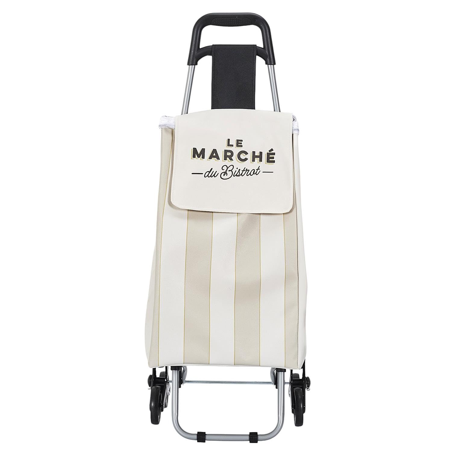 Carro de la compra plegable de 50 l con 6 ruedas – rayas beige – Carro de la compra estable – Carro de la compra plegable – Carro de la compra – Carro de la compra –