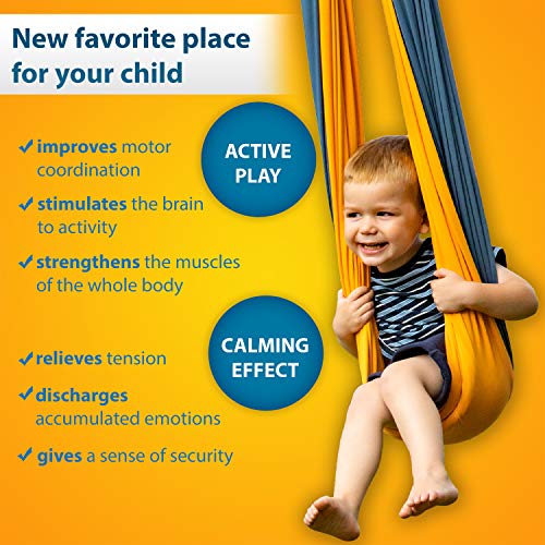 Bliablu Indoor Sensory Swing For Kids + Ceiling Hanging Kit – Compression Hammock, Therapy Swing For Outdoor & Classroom Activity – Great Cuddle Swing For Kids & Adults With Special Needs & Adhd #TOP3