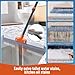 CLEANHOME Rubber Floor Squeegee for Concrete Floor, Tile Floor, Metal Aluminium Heavy Duty Garage Shower Floor Squeegee Broom for Removing Water, Commercial Scrubber Mop with Extendable Long Handle