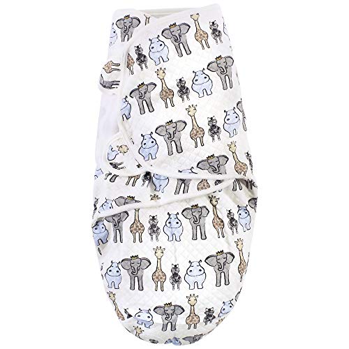 Image of Hudson Baby Unisex Baby Quilted Cotton Swaddle Wrap 3pk, Royal Safari, 0-3 Months
