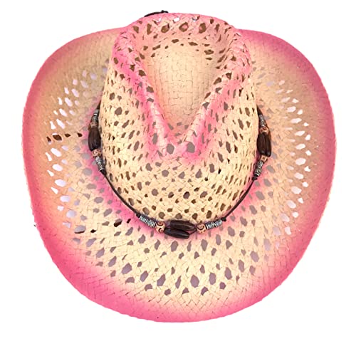 Image of SILVERFEVER Straw Cowboy Hat Cowgirl Hats Men Women Sun Hat Sombreros Vagueros Classic Western Accents Sombreros