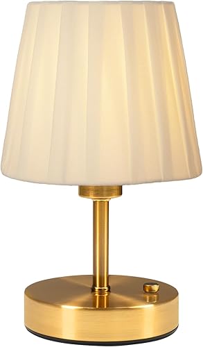 Lámpara de mesa inalámb recargable EppieBasic carga rápida, larga duración, luz cálida de 2700 K, diseño plisado negro vintage para sala de estar y