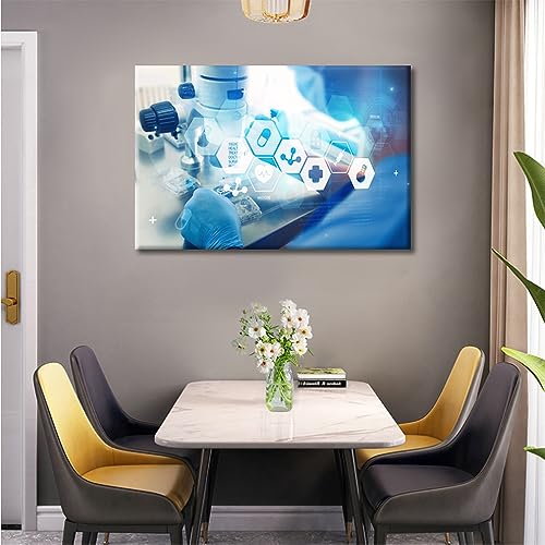 Image of Chemical Equations Laboratory Research Concept Posters Wall Pictures 1 Panels Modern Medical Technologies Concept Framed Wall Art Giclee Wooden Framed Gallery-Wrapped Ready to Hang (16 inch Wx24 H)