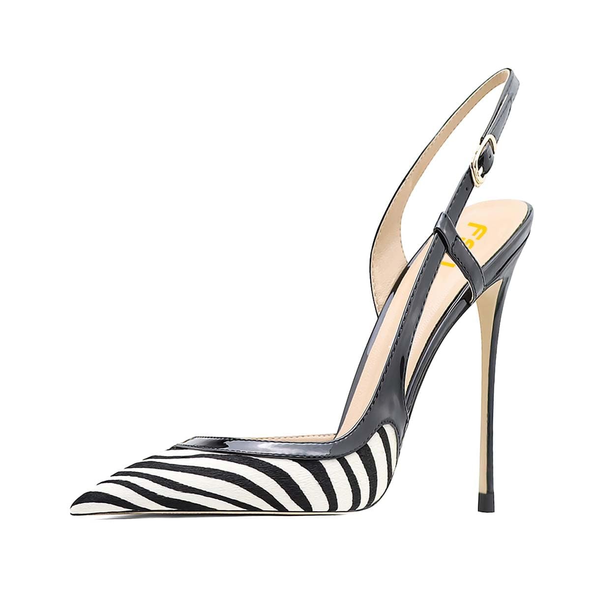 FSJ Women's Pointed Toe D'Orsay High Heel Slingback Pumps