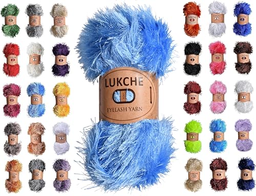 Image of Eyelash Fun Fur Yarn Premium 100% Polyester 164 Yds (150 Mt), 3.53 Oz (100 Gr) Colorful Crochet Yarn Dıy Hand Knitting. (Blue, 1 Skein)