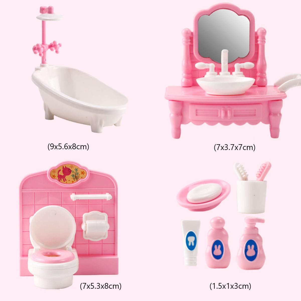 Set Bagno In Miniatura Per Casa Delle Bambole Scala 1:24, 3 Pezzi In Ceramica Con Vasca, WC E Lavello, Accessori Arredo
