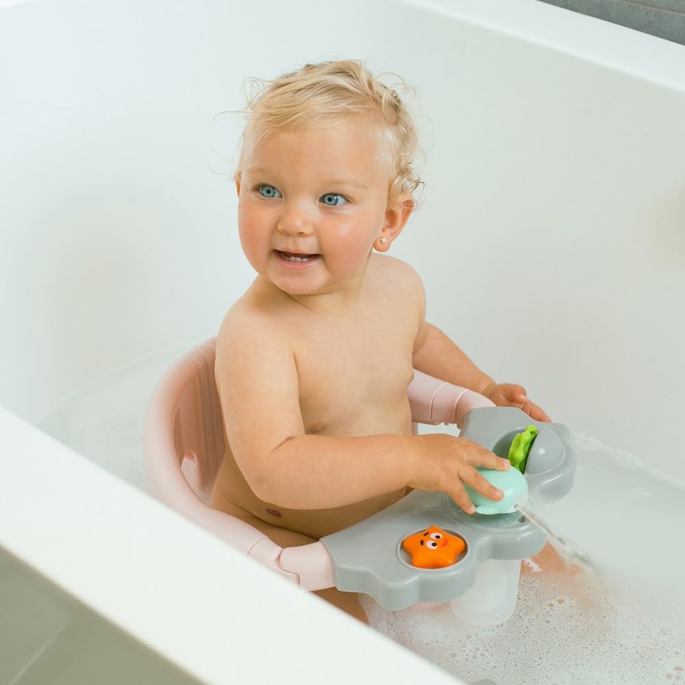 Interbaby Seggiolino da Bagno Bambino Antiscivolo con Ventose | Seggiolino Vasca e Doccia Sicuro ed Ergonomico | Sedia Bagnetto Neonato 6-24 Mesi | Seggiolino Bagno Stabile e Confortevole (Rosa)