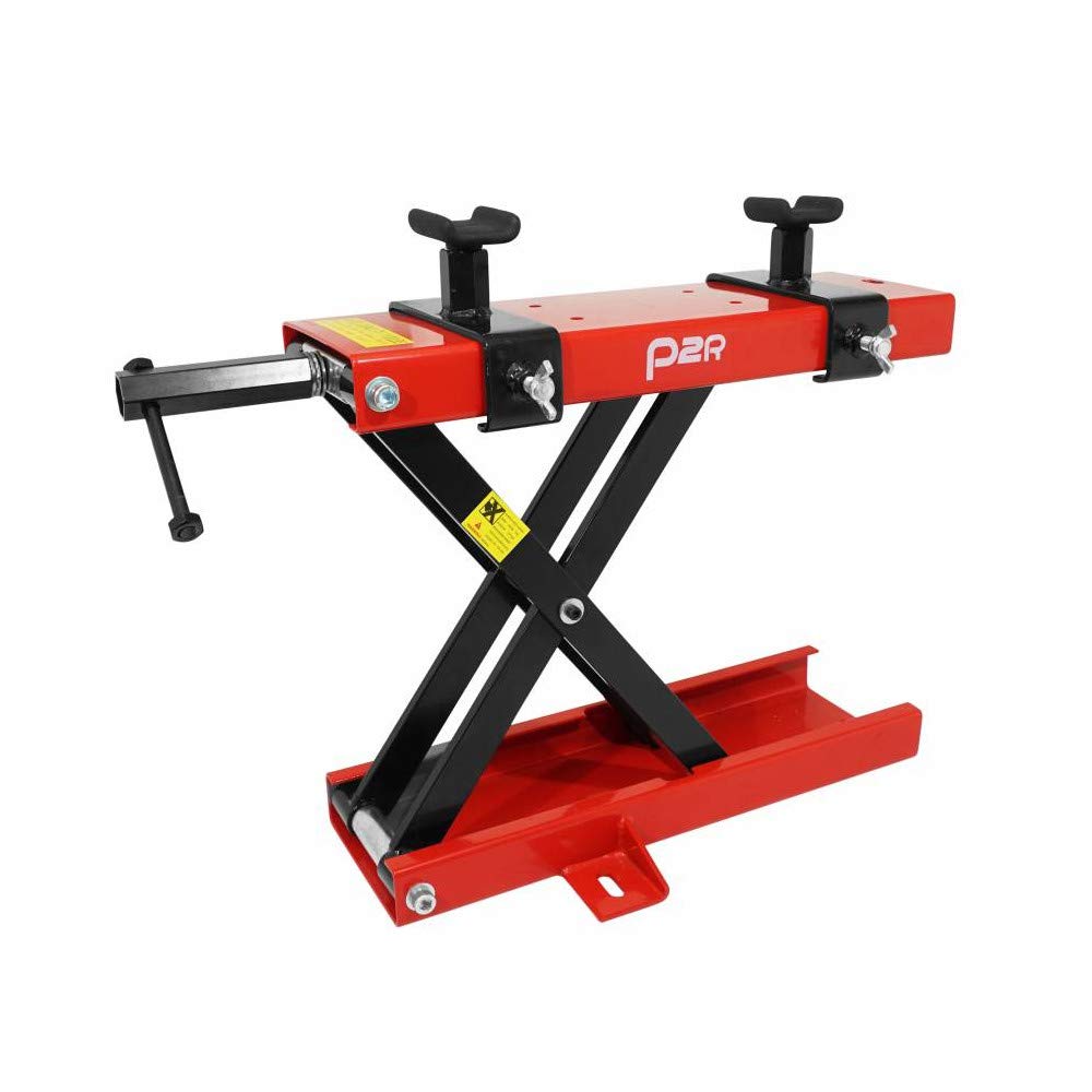leve-pont moto p2r mecanique a vis avec supports acier rouge (hauteur min 90mm-max 405mm)