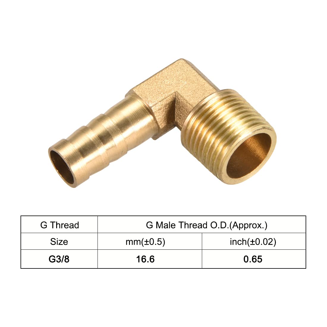 Sourcing Map Messing Barb Rohr 90 Grad Ellbogen 10mm Stachel X 3/8 PT Stecker Leitung