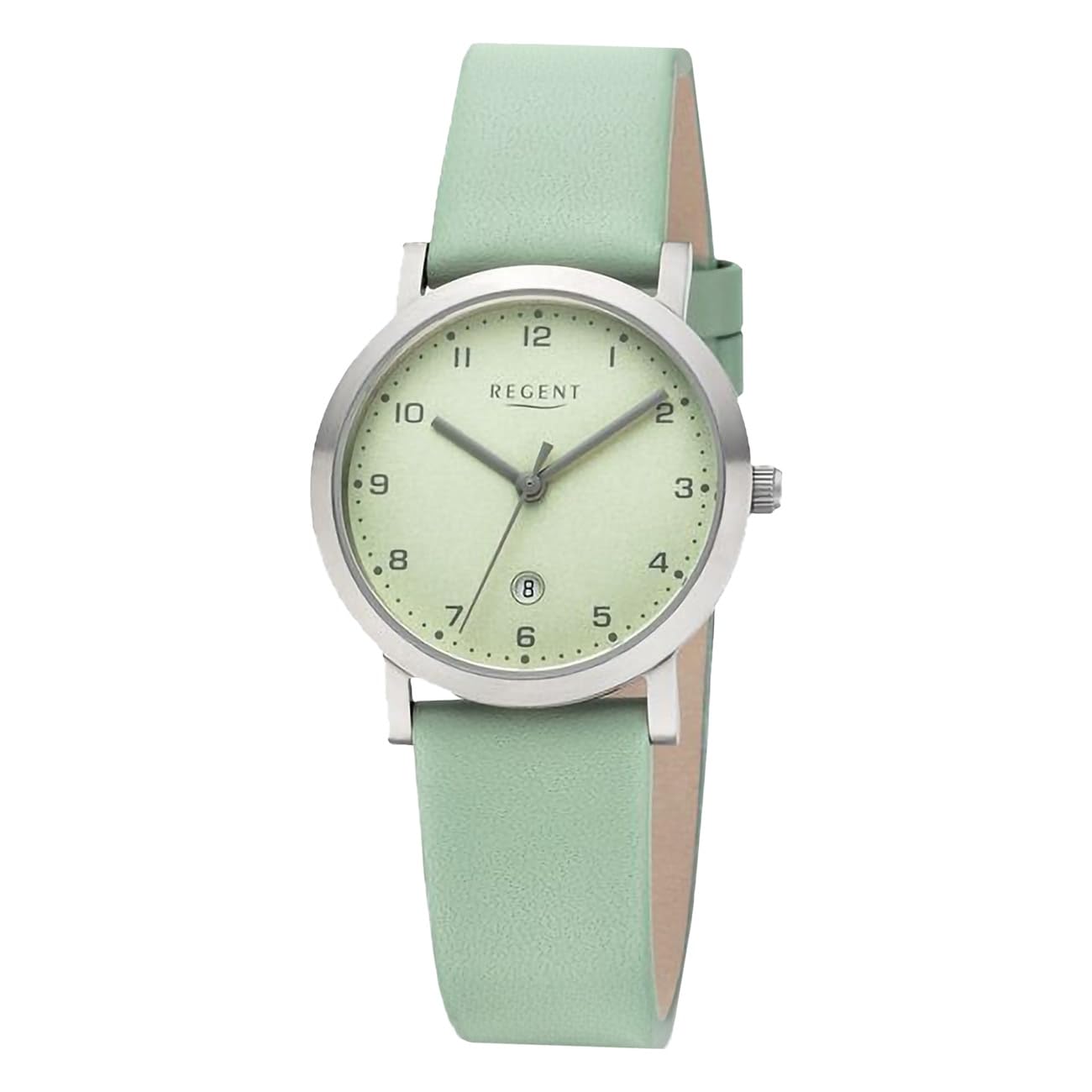 REGENT Płaski zegarek damski Titan 30 mm 5 ATM kwarcowy analogowy pastelowa zieleń 3268.90.17, zielony