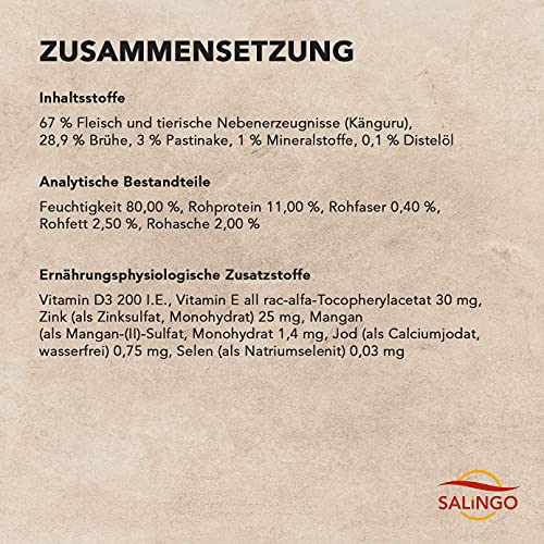 SALiNGO Premium Hundefutter nass Känguru mit Pastinake | getreidefrei | hypoallergen | Single Protein | Hunde Nassfutter 6 x 400g