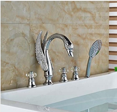 Robinet cygne de baignoire à double commande avec douchette intégrée pratique