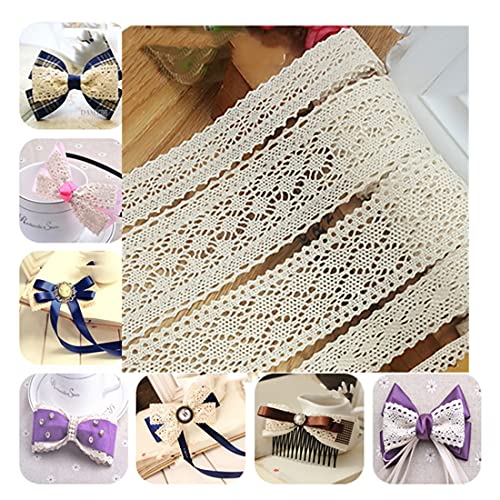 5 Yards Beige Lace Edging Trim Ribbon,Crochet Cotton Lace Trimming,Vintage Lace Ribbon,Lace Fabric Trim for Sewing Crafts Wedding Decoration Gift Wrapping (5.8cm) - Image 3