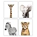 MARIA Safari Nursery Decor, Set of 4 UNFRAMED Nursery Wall Art, Jungle Theme Baby Room Decor, Baby Girls & Boys Nursery Decor, Woodland Nursery Decor, Animal Nursery Decor (8 x10 inches)