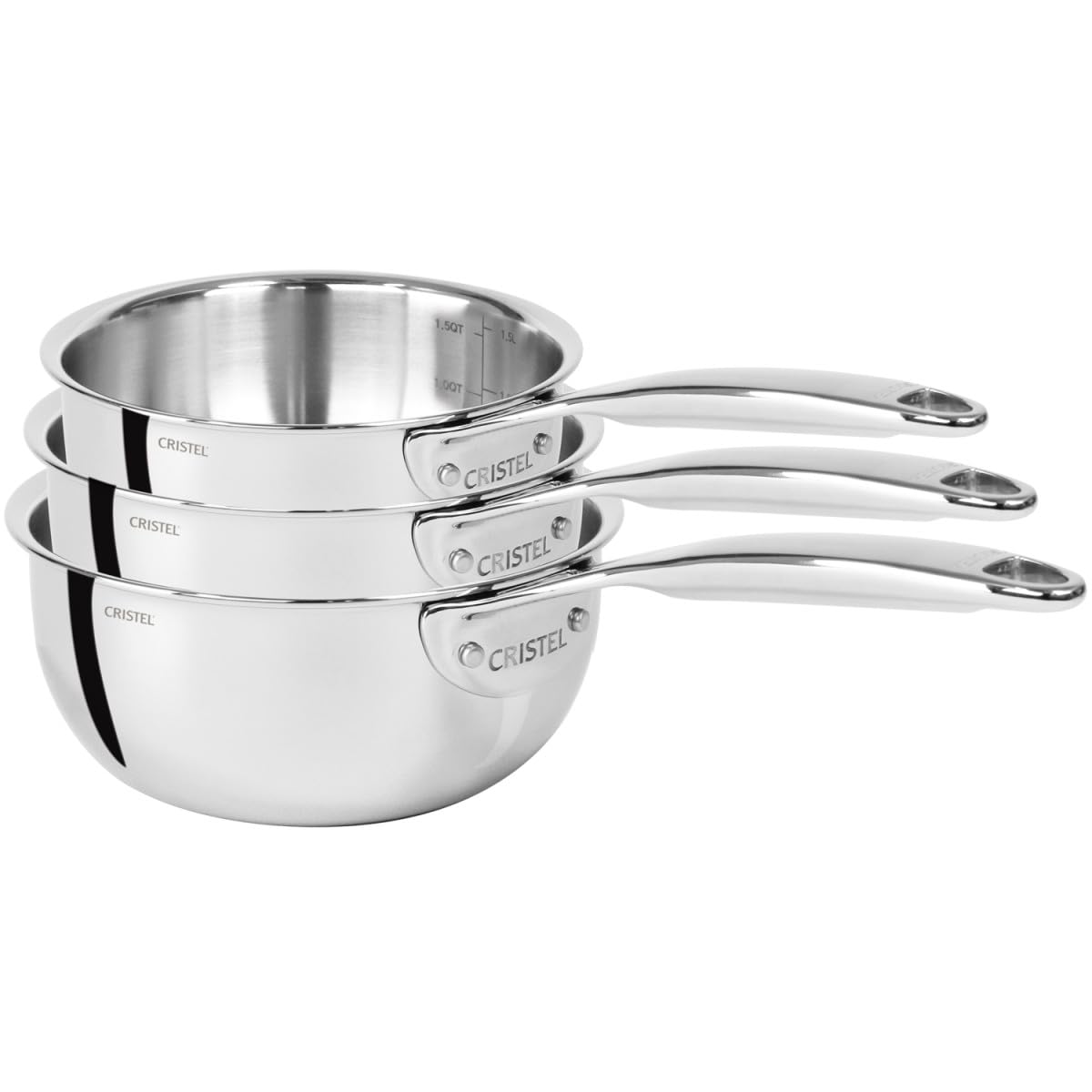 Cristel S3Ccpf Serie de 3 Casseroles 16 a 20 cm Castel Pro 5 Ply Poignee Fixe