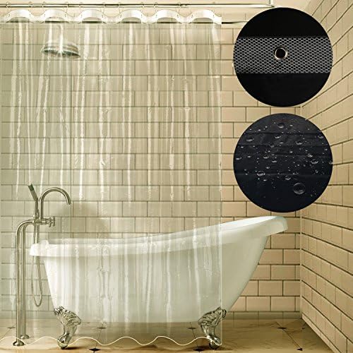 Carttiya Clear Shower Curtain Liner, PEVA Bath Curtain Mildew Resistant Anti-Bacterial Clear - Non Toxic, Eco-Friendly, No Chemical Odor, 72 x 72 (Clear Reinforced)