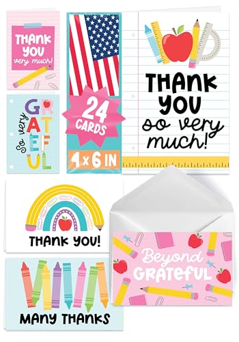 Hadley Designs 24 Teacher Thank You Cards With Envelopes -