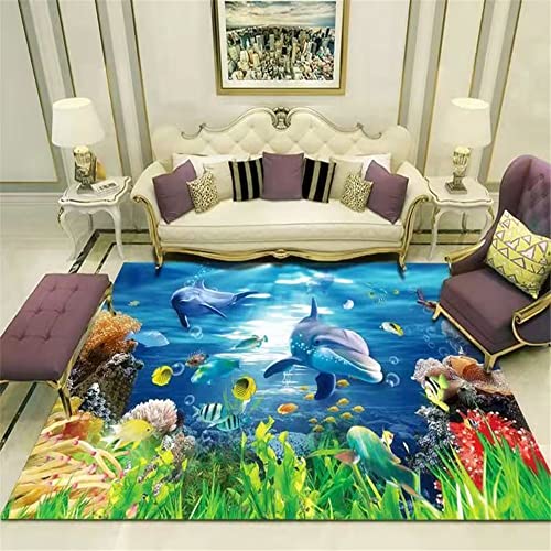 Tapis doux salon bleu grand format 180x250cm haute résistance
