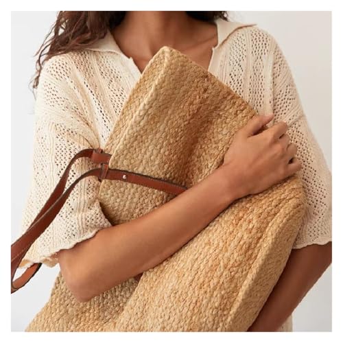 Large Capacity Beach Shopping Bags Rattan Woven Shoulder Bag Women Handmade Straw Handbags Summer Travel Bag2
