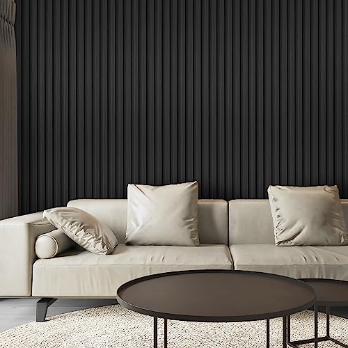 Art3d 8-Pack 96 x 6in. WPC Acoustic Slat Wall Panel for Modern Interior Decor, TV Background, Living Room, Matte Black - Image 4