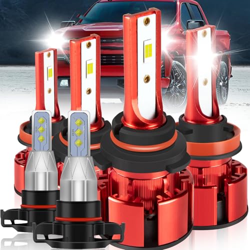 LTZXAP For Chevy Silverado 1500 2007-2015, For Chevy Silverado 2500 2015-2018, For Chevy Silverado 2500 HD 3500 HD 2007-2019 Light Bulbs, 600% Brightness Hi&Lo Beam, 6500K 36000LM Super Bright, 6PCS by LTZXAP - Used condition - US$28.99