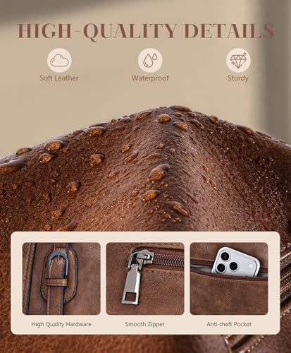 Image of VASCHY Hobo Purse for Women, Two-Strap Set, Easily Converts to Shoulder Bag, Crossbody Bag, or Tote Handbag, Travel Work Bag